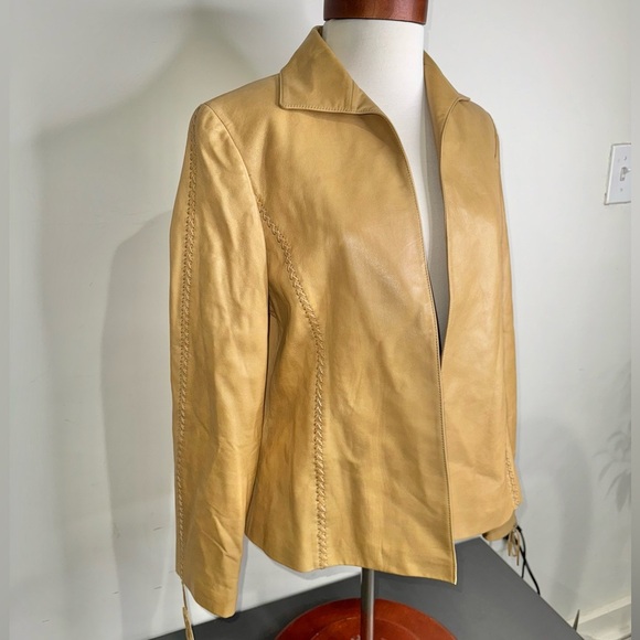 Lafayette 148 NY Women's Tan Leather Southwestern Jacket - Picture 2 of 12